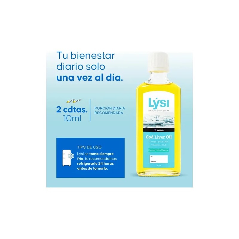 Aceite Hígado Bacalao Omega 3 Lsi Limón Menta 240ml Sin