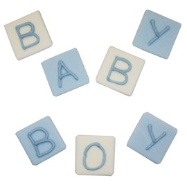 Anniversary House Baby Boy Blocks Sugarcraft Toppers, SF399, Blue