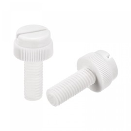 sourcing map M8 x 20mm Plastic Machine Screws PP Slotted Knurled Fixing Screws for Electronics Communication White Pack of 20