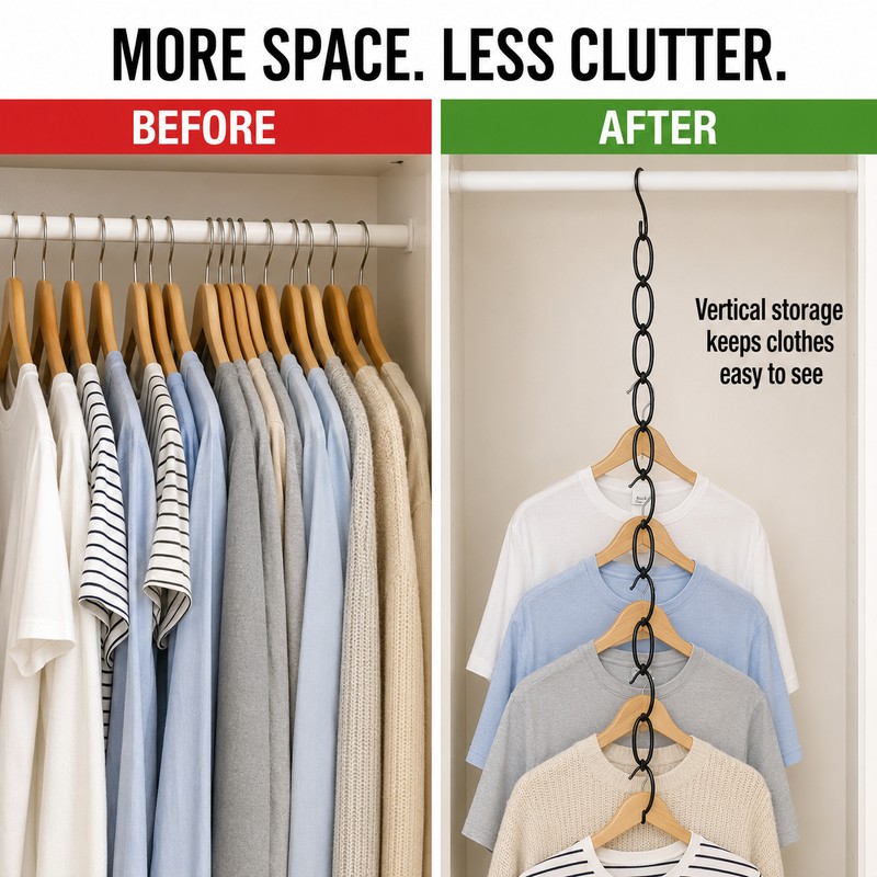 Metal Space Saving Hanger Organizer Chain for Closets
