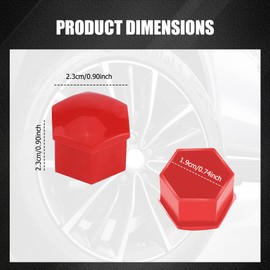 Lyxheth 20PCS Lug Nut Covers, Bolt Covers Caps, Auto Hub Screw Protector with Remover Tool, 19 mm Inner Hex Wheel Bolt Dust Caps Cover Decorative Car Accessories Universal for Most Cars (Red, 19mm)