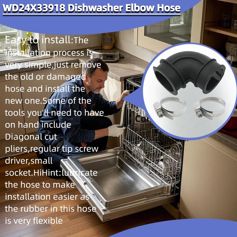 Upgrade WD24X33918 Dishwasher Circulation Pump To Sump Elbow Hose and
