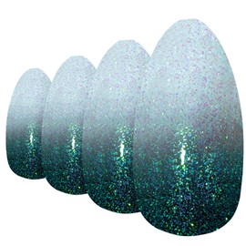 False Nails Bling Art Grey White Gel Ombre Almond Stilett Long Fake Tips