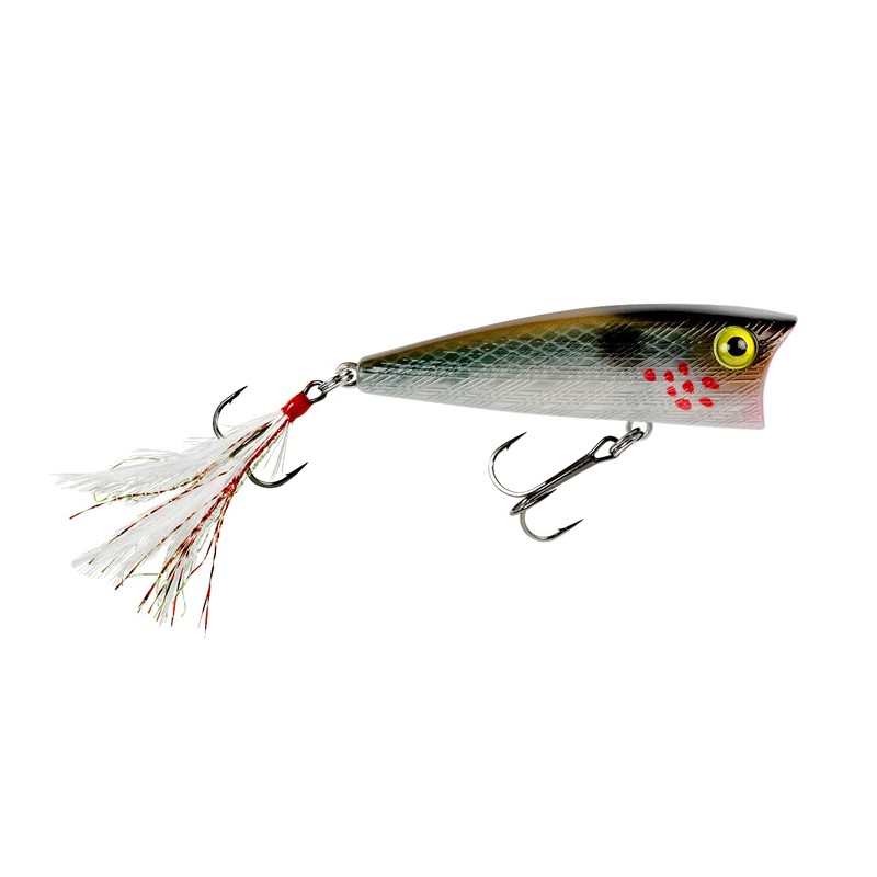 Rebel Pop-R Feathered Topwater Popper Fishing Lure, Blue Candy
