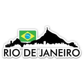 Squiddy Rio De Janeiro Brazil City Skyline Country Flag - Vinyl Sticker Decal for Phone, Laptop, Water Bottle (4" Wide)
