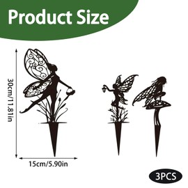 fKiZanthene 3 Pcs Flower Fairies, Outdoor Metal Flower Fairy Garden Ornament, Ideal for Courtyards, Flower Beds & Lawns