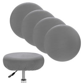 M METERXITY 4-Pack Bar Stool Covers Round, for 12-15 Inch Spandex High Stretchy Fabric Seat Covers with Elastic Bands for Bar Stool/Round Cushion [Gray]