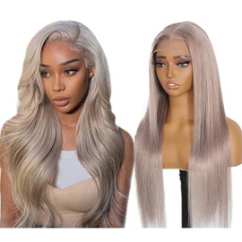 ORIGEN Ash Blonde Lace Front Human Hair Wigs with Baby Hair for Black Women Pre Plucked Straight Colored 13x6 Lace Frontal Glueless Wig 24 Inch 180% Density