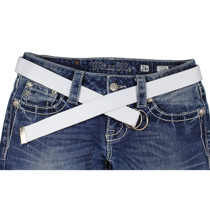 Gelante Canvas Web D Ring Belt Silver Buckle Military Style