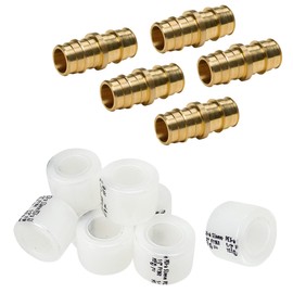 PROCURU (10) 1/2-Inch Brass Couplings With (20) Sleeve Rings, for F1960 Expansion PEX-A Pipe (8ABCP0012-10C)
