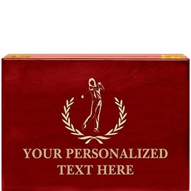 Crown Awards Golf Swing Female Wreath Rosewood Humidor Gift, Customize with Your Own Text Engraving Prime