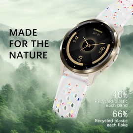 Laband 18mm Colorful Sport Silicone Band Compatible With Garmin Vivoactive 4S/Venu 3S/Venu 2S/Vivomove 3S/Forerunner 255S/Forerunner 265S, Recycled Plastic Soft Sport Strap for Women Men