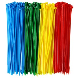 400 PCS Small Colored Zip Ties 4 Inch Multi-Color Zip Wire Tie for Deco Mesh Wreath Supplies UV Resistant Strong Nylon Cable Ties, Self-Locking 4" Tie Wraps (4 Inch)