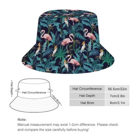 Jungle Trees Flamingo Bucket Hat for Women Men Packable Fisherman Hat Sun Cap Travel Outdoor Beach Caps