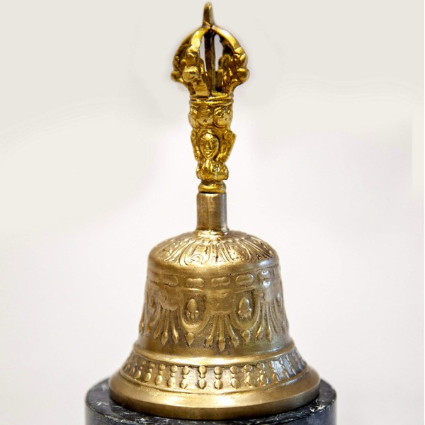 Tibetan 5.5" Bell with Wooden Stick 7-Metal