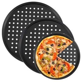 Pizza Pan Set, 9 Inch &10 Inch &12 Inch Carbon Steel Baking Pan, Perforated Round Pizza Pan, Nonstick Pizza Pans for Home Baking Kitchen Oven, High-Temperature Resistant, Durable & Easy Cleanup