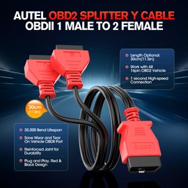 Autel Original OBD2 Splitter 16 Pin OBD II Splitter Extension, 1X Male to 2X Female Extension Cable Adapter, OBDII Extension Cord (1FT/ 30CM)