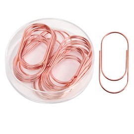 Rose Gold Paper Clips, Topgogo 20pcs 50mm 1.97" Large Paper Clips Non-Skid Smooth Finish Steel Wire Medium Office Supply Accessories
