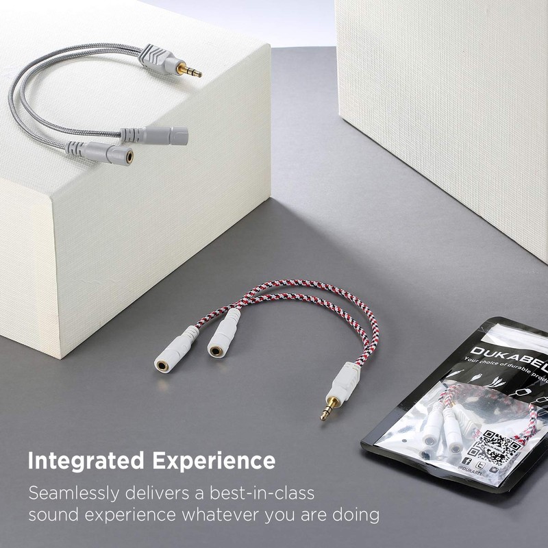 DUKABEL Headphone Splitter, 3.5mm Splitter Cable for Headset [Fine Braided