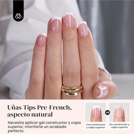 Beetles French Tips - Uñas postizas a presión, 150 unidades de uñas postizas cuadradas cortas de color rosa, uñas postizas de gel suave, regalos de br