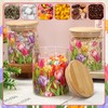 JarThenaAMCS 3Pcs Tulip Lavender Glass Storage Jars with Airtight Lid
