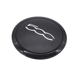 Matte Black Wheel Centre Hub Cap Trim 51907951 for FIAT 500 Wheel Center Cap Replacement Anti-Dust(Black Circle White Letter)