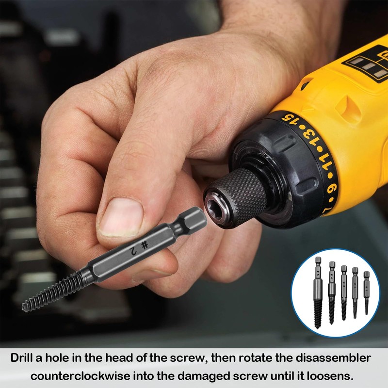 10pcs Screw Remover and Extractor Bit Set,Screw Extractor Set,1/4"" Hex
