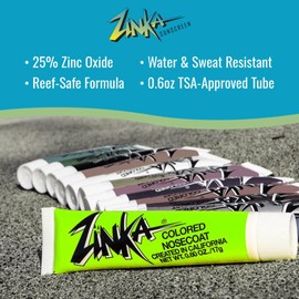 Zinka Colored Zinc Oxide Sunblock - High Zinc Formula for Nose and Face, Water & Sweat Resistant (Neon Green)