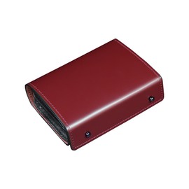 Aoita Men's Bi-fold Wallet, Tochigi, Genuine Leather, Box-Shaped Coin Purse, Left-Handed, Compact Wallet, Large Capacity, Small Wallet, Father's Day, red