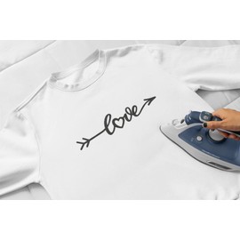 Love Arrow Iron On Decal, Valentine Transfer, Iron On Patch, Valentine's Day Shirt Decal, Vinyl Applique, Love Word, I Love You Gifts, Heart (Silver Glitter)