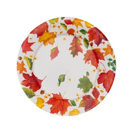 Caspari Swirling Leaves White Paper Dinner Plates - Includes 12 Packs of 8 Paper Dinner Plates