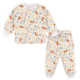 Gerber Baby Girl's 2-Piece Fleece Pajamas Pants Set, Ivory Floral