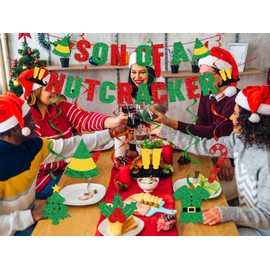 Son of Nutcracker Banner for The Elf Christmas Decorations,Funny Christmas Banner with Hanging Swirls for Novelty Christmas Party Supplies,Mantel Fireplace Christmas Holiday Vacation Decor Soan