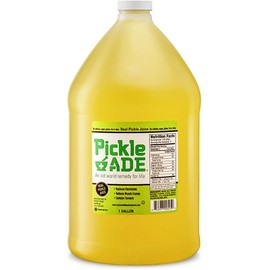 PickleAde Real Dill Pickle Juice with Turmeric, 1 Gallon (128 oz) | Muscle and Leg Cramp Relief | Bulk Size Pickle Juice Sports Drink | Electrolyte Replacement | Pickle Brine | Kosher Pickle Juice for Coctail Mixers, Pickling, Flavoring & Marinades