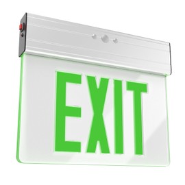 Sunco LED Edge-Lit Exit Sign, Illuminated Rechargeable Emergency Lights For Business, Green Edge Lit Mirror, 90 Minute Emergency Time, 120-277V, Wall Or Ceiling Mount, UL.