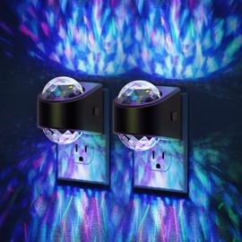 JandCase Night Lights Plug into Wall,2 Pack Star Projector RGB Night Light with 9 Color Change, Automatic Galaxy Nightlight Plug in with Light Sensor for Bathroom Hallway Room Decor