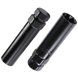 GearTrust 7 Spline Lug Nut Key 6 Spline Lug Nut Socket Removal Tool, 2 PCS Dual Hex Drive Aftermarket Wheel Lock Key Replacement for Spline Lug Nuts (Black)