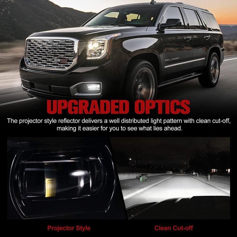 FIERYRED LED Fog Lights Compatible with Chevy Silverado Tahoe Avalanche