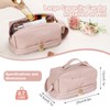 Lannvan Double Layer Zipper Cosmetic Bag, pink, Unisex