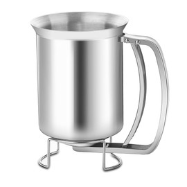 ZONADAH Flour Dispenser Pancake Batter Dispenser with Lid Stainless Steel Baking Tool Batter Mixer Batter Funnel for Home Kitchen Baking