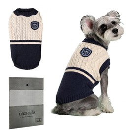COOHAMS Small Dog Sweater, Winter Knitted Sweatshirt for Pets & Kittens, Puppy Clothes for Chihuahua, Dachshund, Yorkie(Winter, School Blue, XLarge)