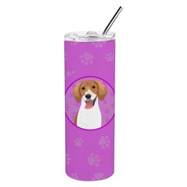 Caroline's Treasures WDK1240TBL20 Beagle Red and White Red Ticked #2 Stainless Steel 20 oz Skinny Tumbler, Pink Vacuum Double Walled Reusable Insulated Tumbler Travel Cup for Coffee Cocktails Gift wit