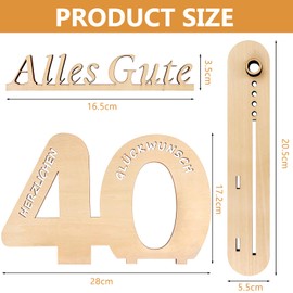 Holzschild Gästebuch Geburtstag Holz 40. Geburtstag Geldgeschenk Holz-Schild Gästebuch - mit Vase und Kerzenhalter Deko Geburtstagsgeschenk Geldgeschenke zum Jubiläum