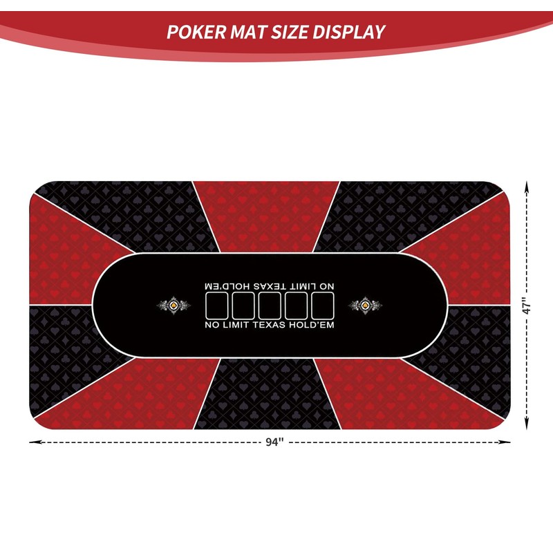 nuveti Poker Mat - 94 x47inch Non-Slip Poker Table Game