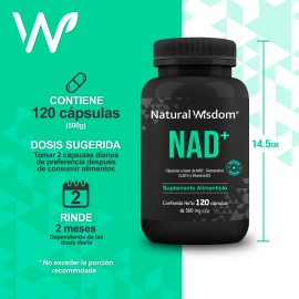Nad+ | Suplemento alimenticio premium Potenciado con Resveratrol, Coq10, B3 & Arándano Antioxidante | Sin sabor | 120 Cápsulas