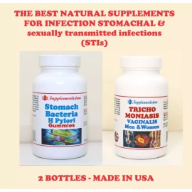 SUPPLEMENTS4ME NATURAL HELP FOR STOMACH BACTERIA H. PYLORI - TRICHOMONIASIS - Made in USA