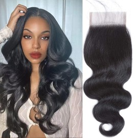 Body Wave Closure Free Part Transparent HD 4x4 Lace Closure Human Hair Body Wave Lace Closure 12A Brazilian Body Wave Human Hair Lace Closure Unprocessed Brazilian Body Wave Closure Human Hair Extensions Pre Plucked Natural Black Color (10 inch, 4x4 body