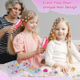 Hair Gem Stamper gift set,Decorate hair jewels to shine brightly,And the gems and tools can be reused,Sparkling diamonds are suitable for girls' birthday gifts, DIY hairstyles, parties, and outings.
