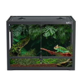 xcpec 33 Gallon Reptile Glass Terrarium, Front Opening Vivarium with Screen Ventilation, Easy Setup Tarantula Enclosure for Bearded Dragon, Gecko, Lizard, 24x18x18in Waterproof Base Knock Down