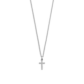 Cross Necklace 925 Sterling Silver Rhodium Plated Silver 45 / N/A, Sterling Silver, Cubic Zirconia